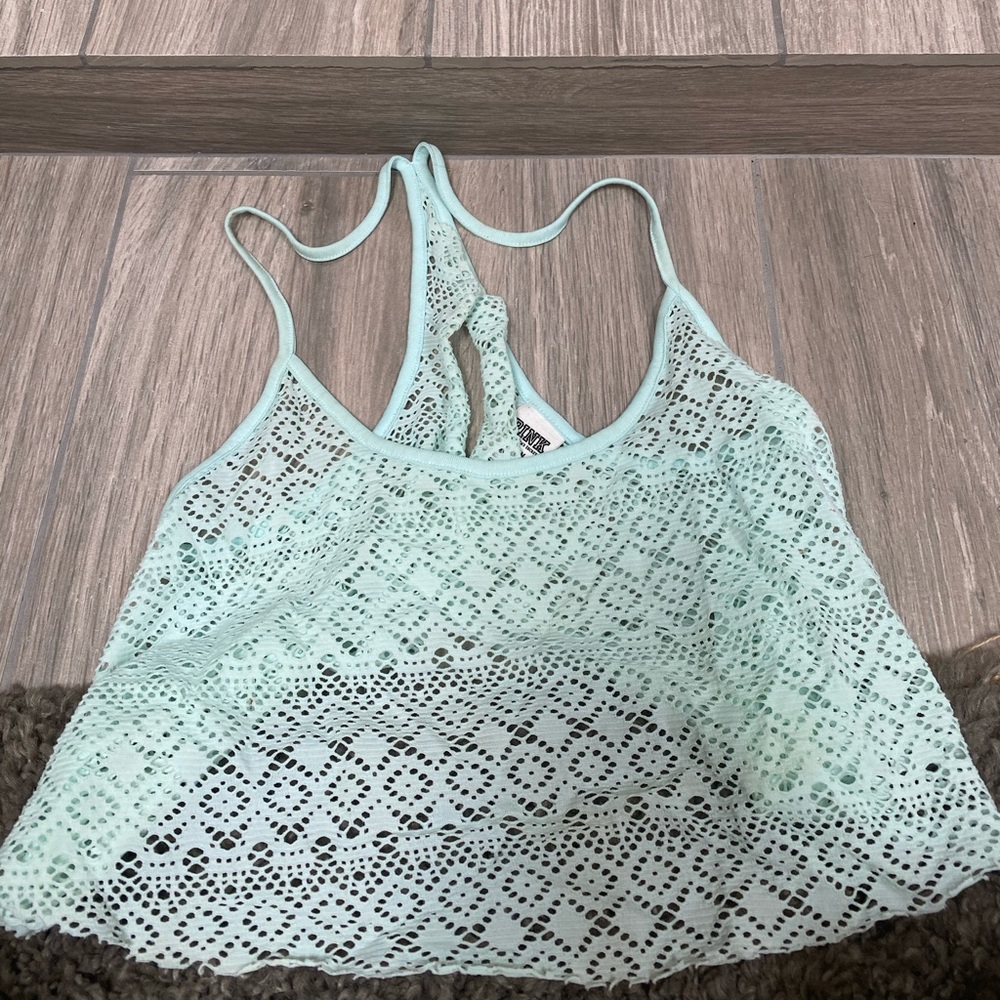Teal Victoria Secret cover up cropped tank